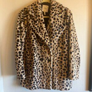 Avec Les Filles Leopard Print Faux Fur Coat Women’s Size Small Statement Jacket
